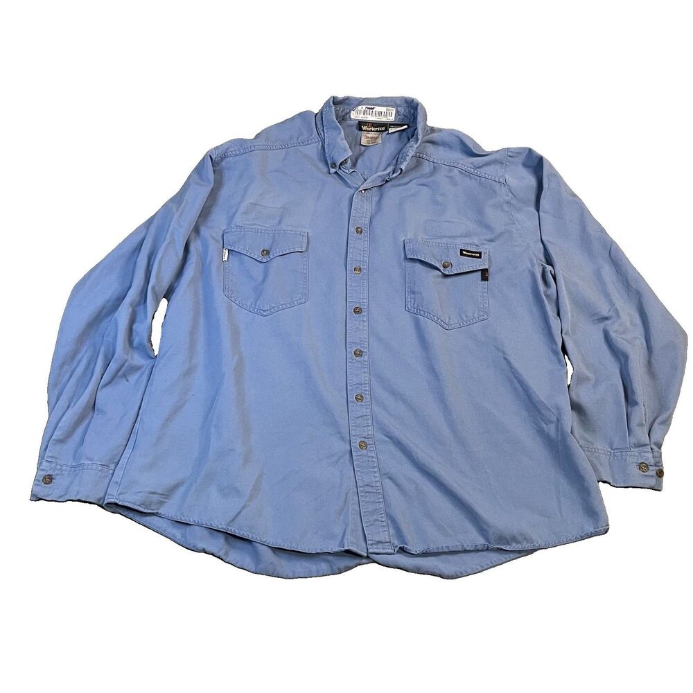 Workrite FR Shirt Regular Blue Westex UltraSoft Button Down Pockets Mens 2XL